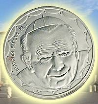 Moneta con Papa Giovanni Paolo II